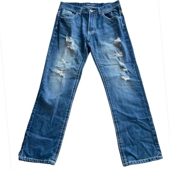 Blue Reign Men’s distressed straight leg jeans, size 32 X 32 - Picture 1 of 11
